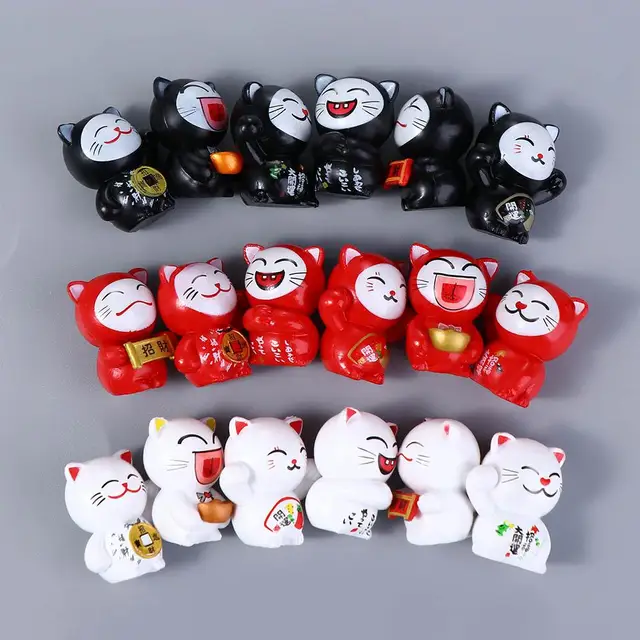 6 PCS Kawaii Cartoon Lucky Cats Micro Landscape Kitten Feng Shui Home Garden Decorations Miniatures Ornaments Gift