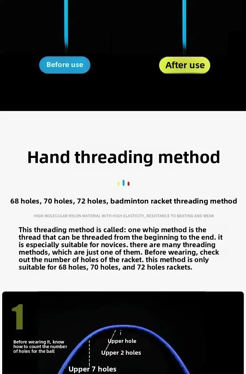 Badminton racket strung with fine gauge string