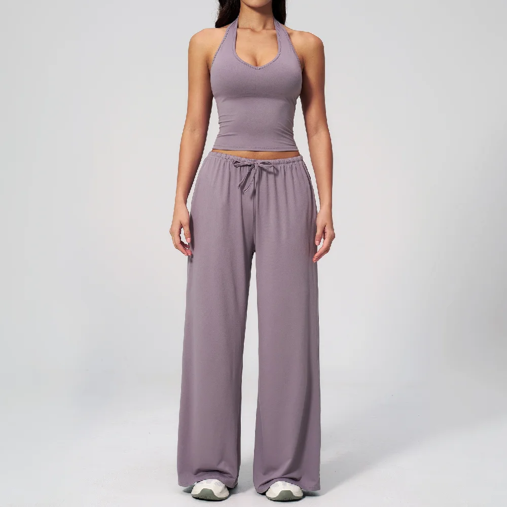 2/3PCS Fitness Suit Women Deep V Yoga Bra Flared pants Sports Suit Gym Tracksuits Female High Waist Bell Bottom Athletic Wear 3