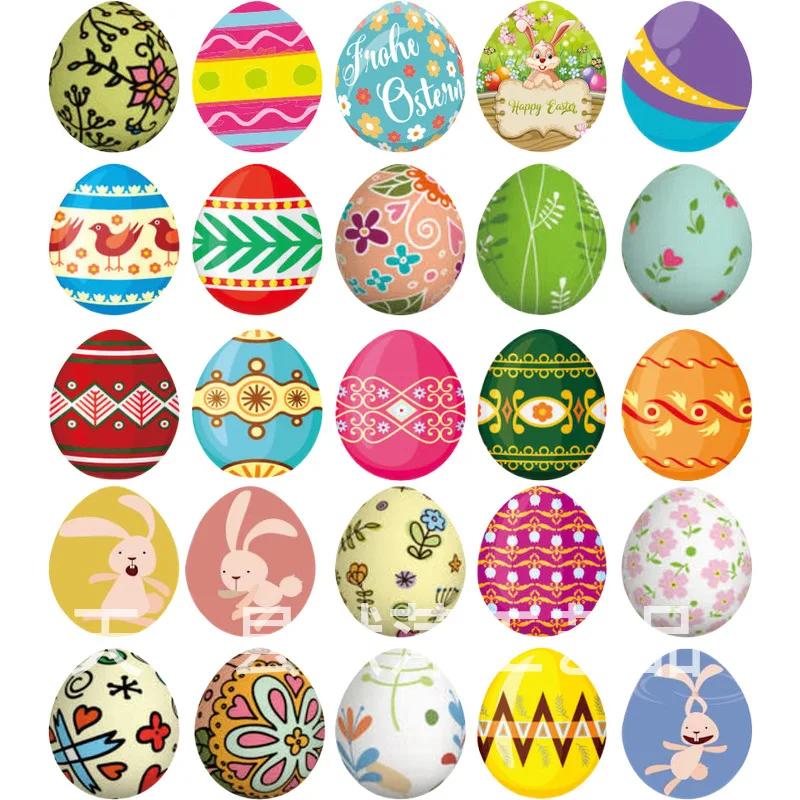 

10pcs Easter Wooden Embellishments Easter Wood Eggs Easter Wooden Hanging Ornaments Painted Wood Hanging Decorations for Easter