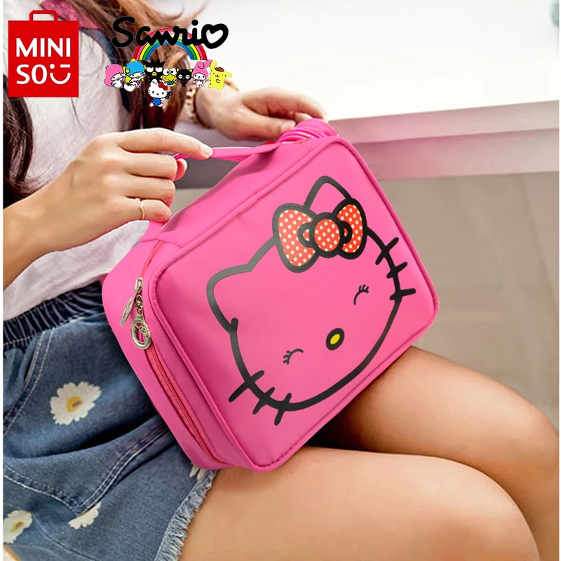 Miniso Hello Kitty Women's Makeup Bag Fashionable High Quality Waterproof Wash Bag Large Capacity Multi Functional Storage Bag