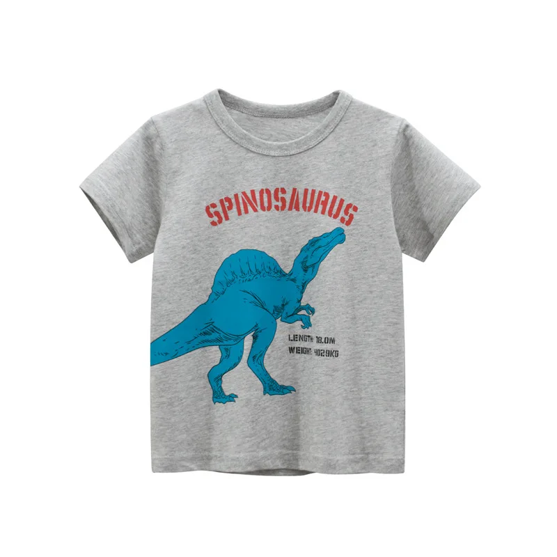 2024 Summer T Shirt Children Boys Short Sleeve O-Neck Cotton T-shirt Dinosaur Cartoon Tops Tees Kids Clothes Dropshipping