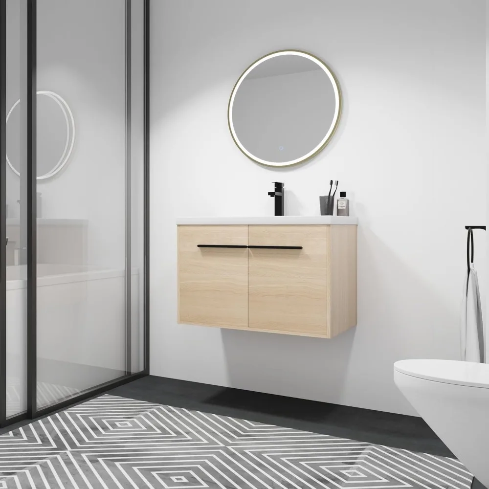 Floating Vanity Bathroom, 30 Inch Bathroom Vanity with Sink, Wall Mounted , Soft Closed Doors, Integrated Sink, Engineered Wood 3