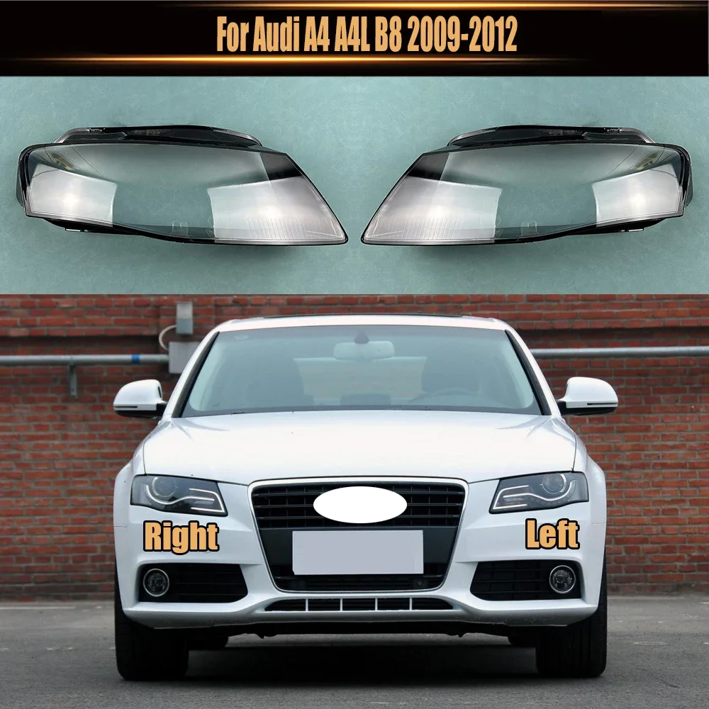 

For Audi A4 A4L B8 2009-2012 Headlight Cover Transparent Mask Headlamp Lamp Shell Lens Replace Original Lampshade Plexiglass