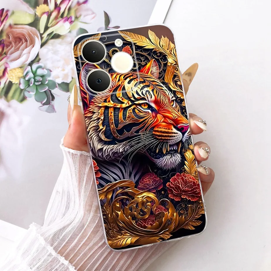 Luxury Lotus Painted Soft Silicone Case - Elegant Protective Cover