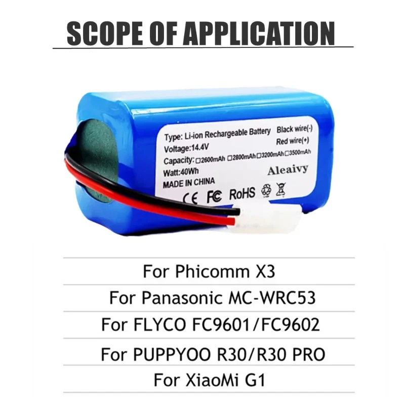 14.4V 2600mAh Li ion battery for Xiaomi G1 MI robot vacuum mop Necessary MJSTG1 robot vacuum cleaner accessories rechargeable battery vacuum cleaner battery battery replacement