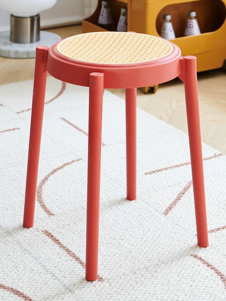 

HH493 Table rubber stool thickened family simple imitation vine editor small bench plastic stool living room can stack the wind