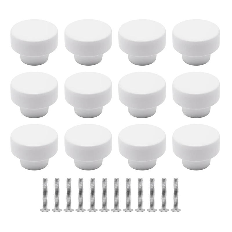 Round Wood Drawer Knobs 35mm Pull Knobs with Screws for Household Furniture Wardrobe Dresser