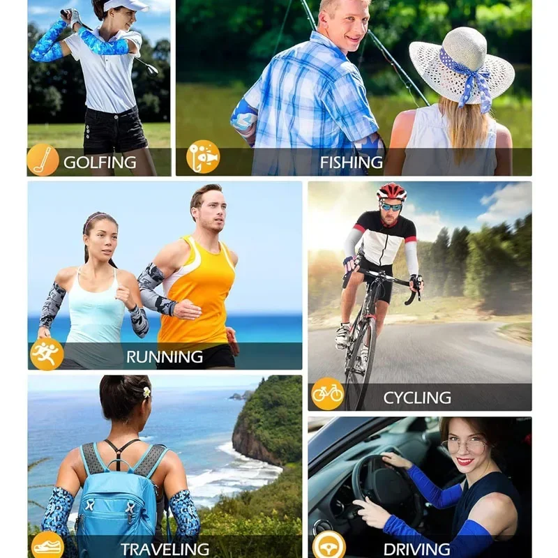 Sun Protection Arm Sleeves Cooling Arm Sleeves Arm Sleeves Ice Silk Sports Sleeve Sun UV Protection Hand Cover Running Cycling Fishing Beach