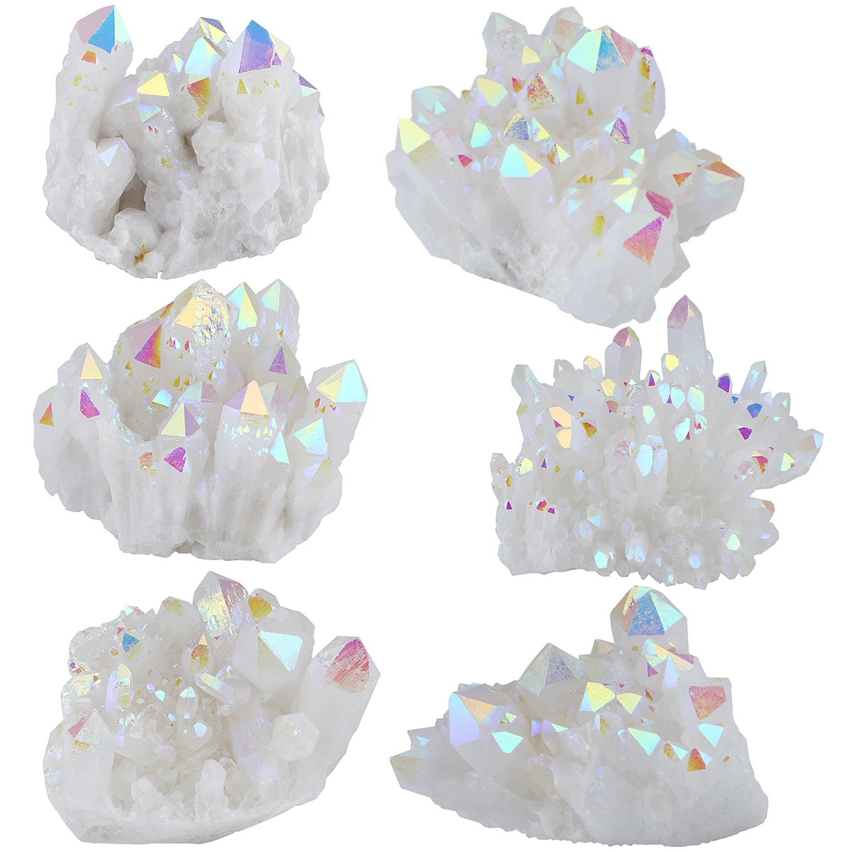 Titanium Coated AB Rock Quartz Cluster Geode Druzy Healing Crystal Stone Raw Specimen Minerals For Home Decoration tumbeelluwa natural crystal money tree with amethyst cluster base heart shaped lucky tree for fengshui room decor home ornaments