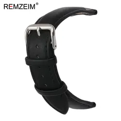 Unisex Elegant PU Leather Watch Band - Comfortable Casual Replacement Wrist Strap - 22mm (Black)