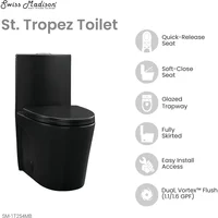 Folding Toilet Matte Black Toilets SM-1T254MB St. Tropez One Piece Toilet 26.6 X 15 X 31 Inches Bathroom Items Cleaning Parts 2