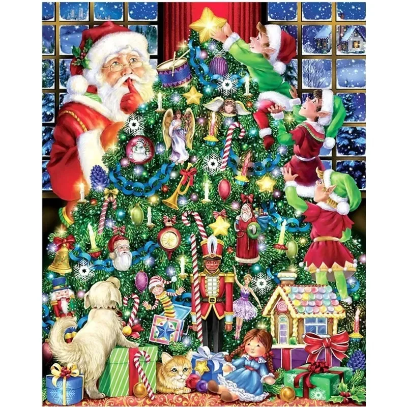 1000pcs Christmas Puzzle Santa Claus Paper DIY Educational Game Difficult Assemble Jigsaw Adult Children New Year Xmas Toys Gift 2