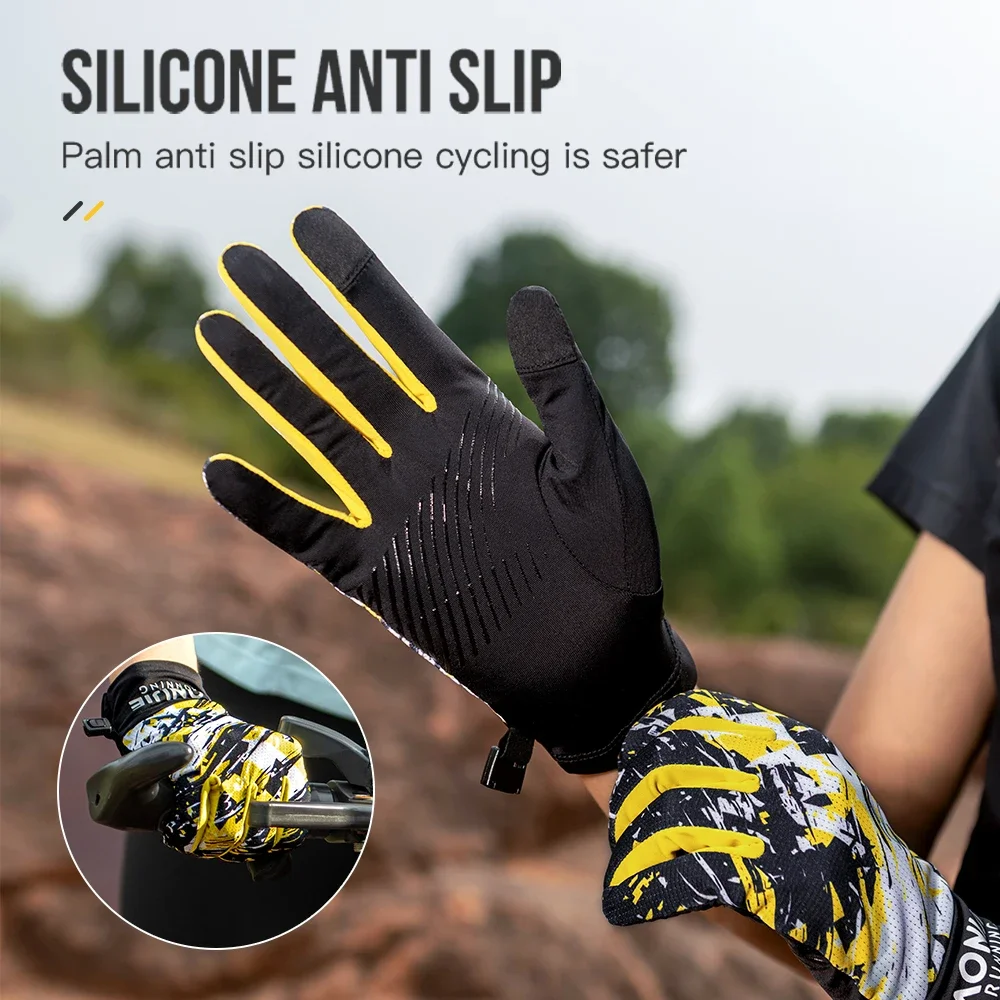 AONIJIE Windproof Warm Running Gloves Full Finger Anti Slip Sports Gloves Two Finger Touchscreen Non-Slip for Cycling M59 4