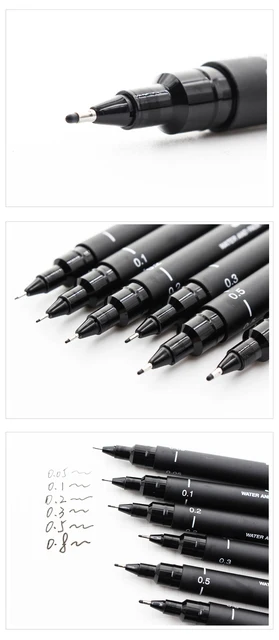 Uni Pin Fineliner Drawing Pen - Black Ink - 0.05mm, 0.1mm, 0.2mm, 0.3mm, 0.4mm, 0.5mm, 0.6mm, 0.7mm, 0.8mm, 0.9mm, 1.0mm & 1.2mm Nib - Pack Of 12 - In - View #8