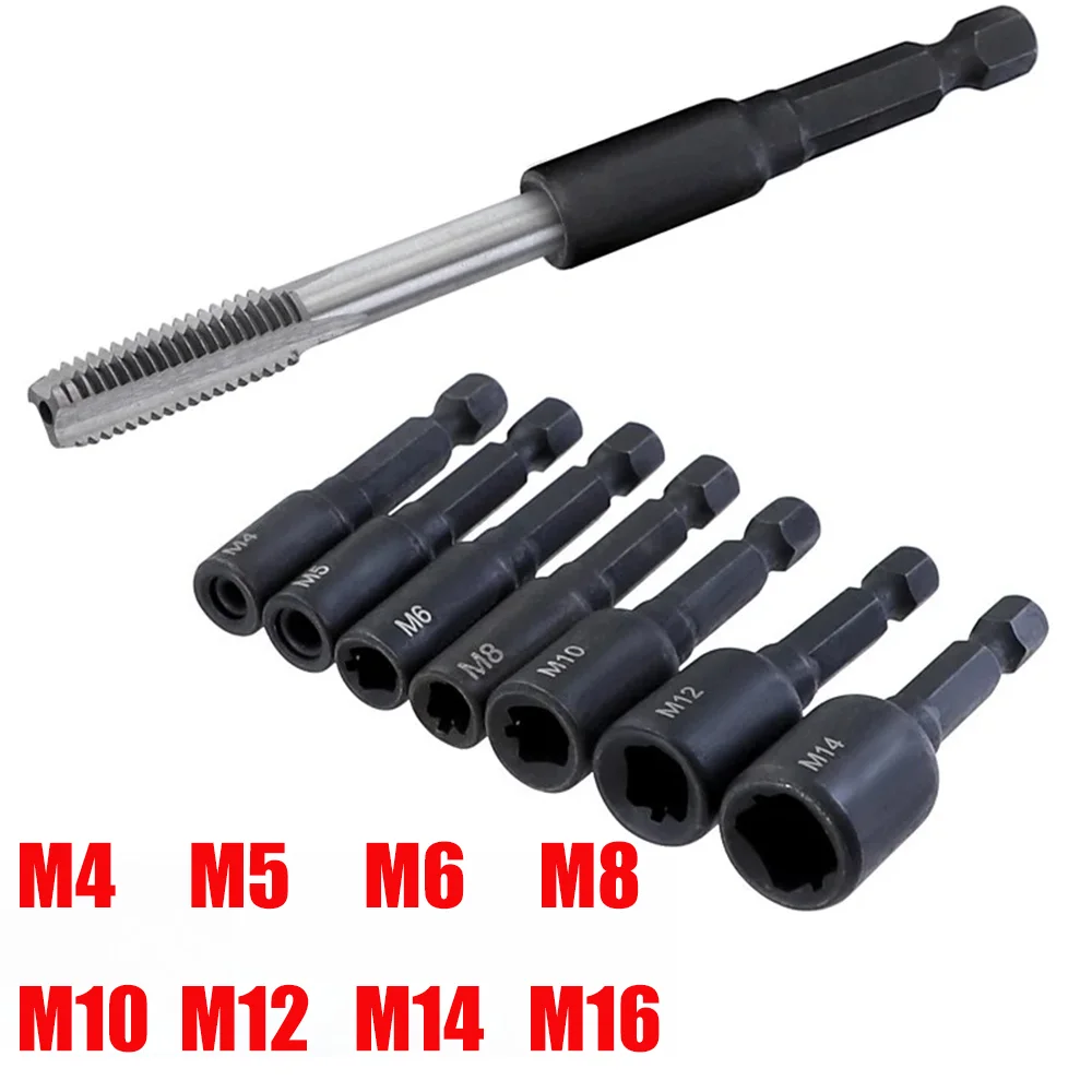 8/7/6PCS Tap Die Socket Adapter 1/4 '' Hex Shank Machine Screw Metric Plug Threading Tool for Electric Drill M4 M5 M6 M8 M10 M12 8/7/6PCS Tap Die Socket Adapter 1/4 '' Hex Shank Machine Screw Metric Plug Threading Tool for Electric Drill M4 M5 M6 M8 M10 M12