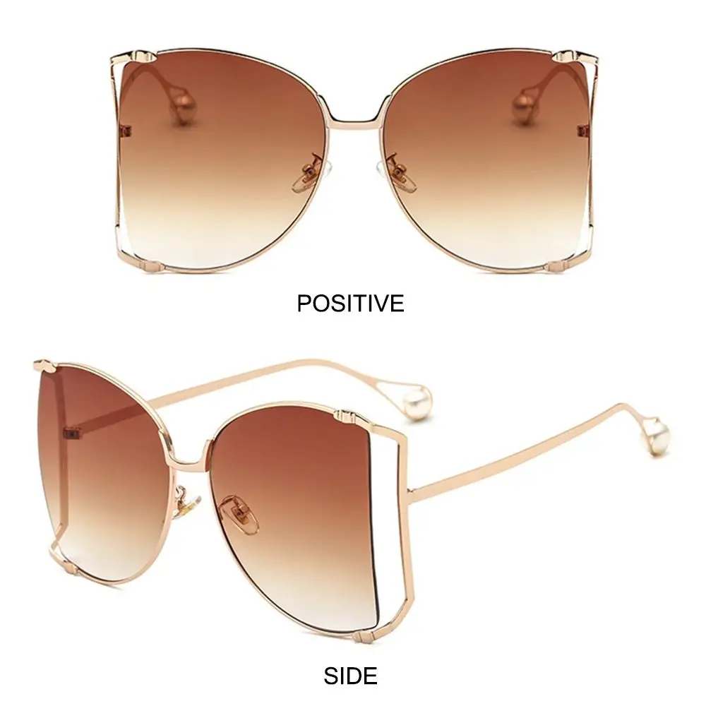 

UV Protection Oversized Sunglasses Street Shooting Trendy Pearl Design Sun Glasses Colorful Travel Beach Eyewear for Women & Men