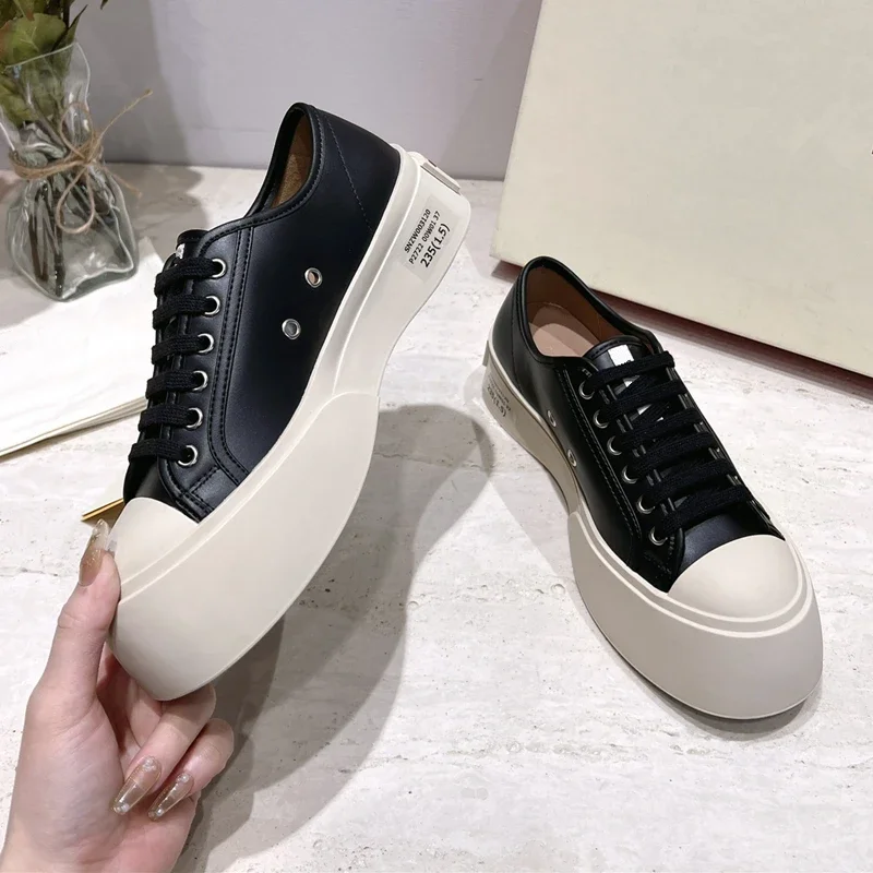 

unisex Big head thick sole cowhide Casual Men's shoes flat platform leather lined with sheepskin Mary Jane shoes women's shoes