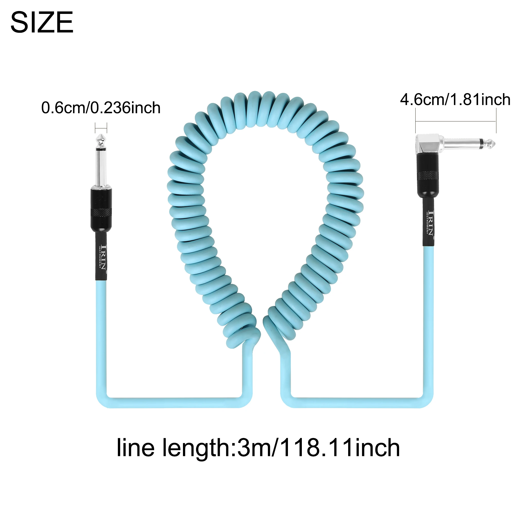 IRIN GT-108 3M Gitarrenkabel Verstärker-Spiralkabel Gerade/Gewinkelt 6,35mm Stecker auf Stecker Geräuschreduzierendes Kabel Gitarrenteile Zubehör – Detail 7