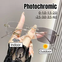 Intelligent Photochromic Myopia Glasses Women Retro Trendy Minus Sight Sunglasses 2 in 1 Farsighted Eyewear Diopter Prescription 1