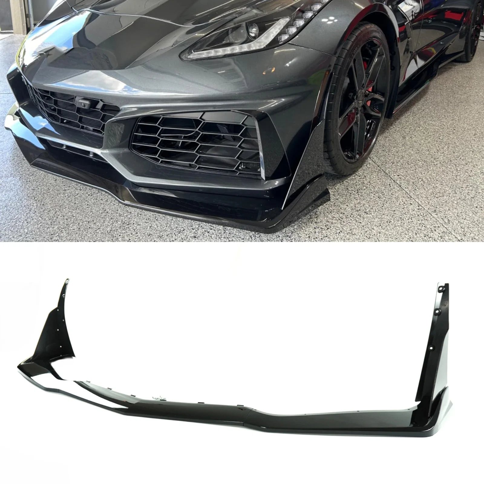 Chevrolet Corvette C7 2014-2019 Zr1 앞 범퍼 자동차 립으로 수정 Winglets Spoiler Splitter Body Kit Glossy Black