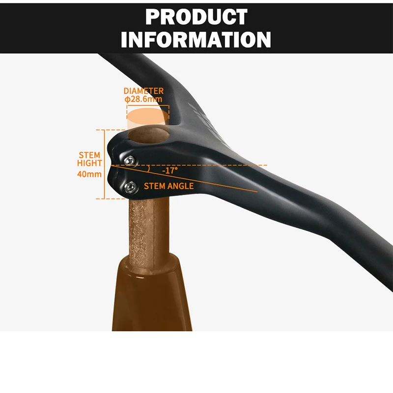 TOSEEK Mtb Handlebar and Stem -17Degree Carbon Integrated Handlebar For Mountain Bike stem 80/70/80/90/100mm Bicycle Parts