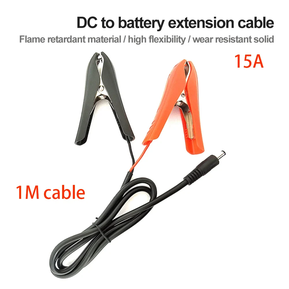 DC Alligator Clips 5.5*2.1mm DC Connector 1m Cables with Alligator Clips for Automotives Car Battery Power DIY Battery Wiring PV System Accessories