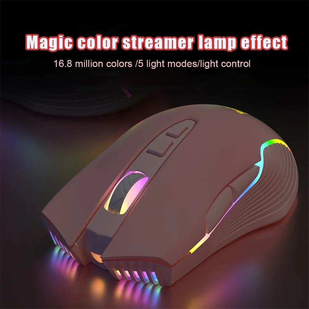 Cute-Pink-Wireless-Gaming-Mouse-Ergon-mico-6400-DPI-RGB-Light ...