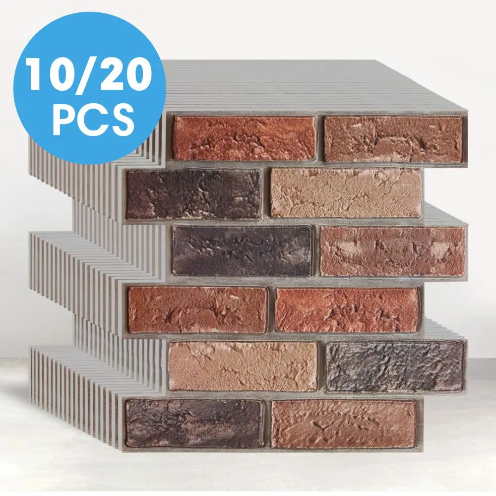 10/20pcs 3D Faux Brick Peel และ Stick ผนัง,กันน้ํา PVC สติ๊กเกอร์ติดผนัง, ติดตั้งง่าย, home Wall Decor 1