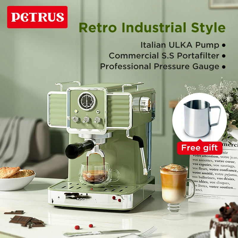 Petrus Espresso Machine 15 Bar Coffee Maker High Power With Commercial Stainless Steel Portafilter coffee filter tamper holder espresso accessories 3 holes tamping stand cafe maker base walnut wood 51 58mm portafilter holder