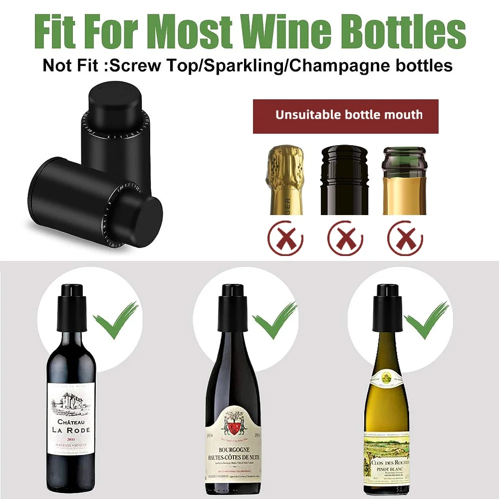 Tapones de botella de vino al vacío 2 en 1 reutilizables 4 Tapones de botella de vino al vacío 2 en 1 reutilizables 4