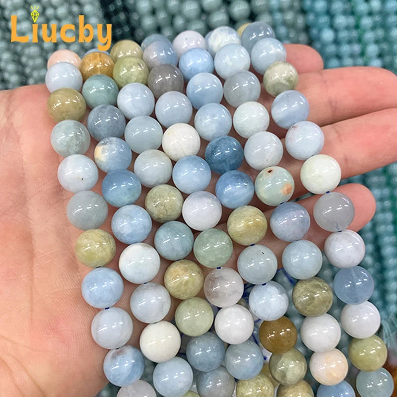 Vera pietra naturale pura naturale mare blu tesoro giada perline lisce per creazione di gioielli collana di moda fai da te 15 pollici 6/8/10/12mm  36