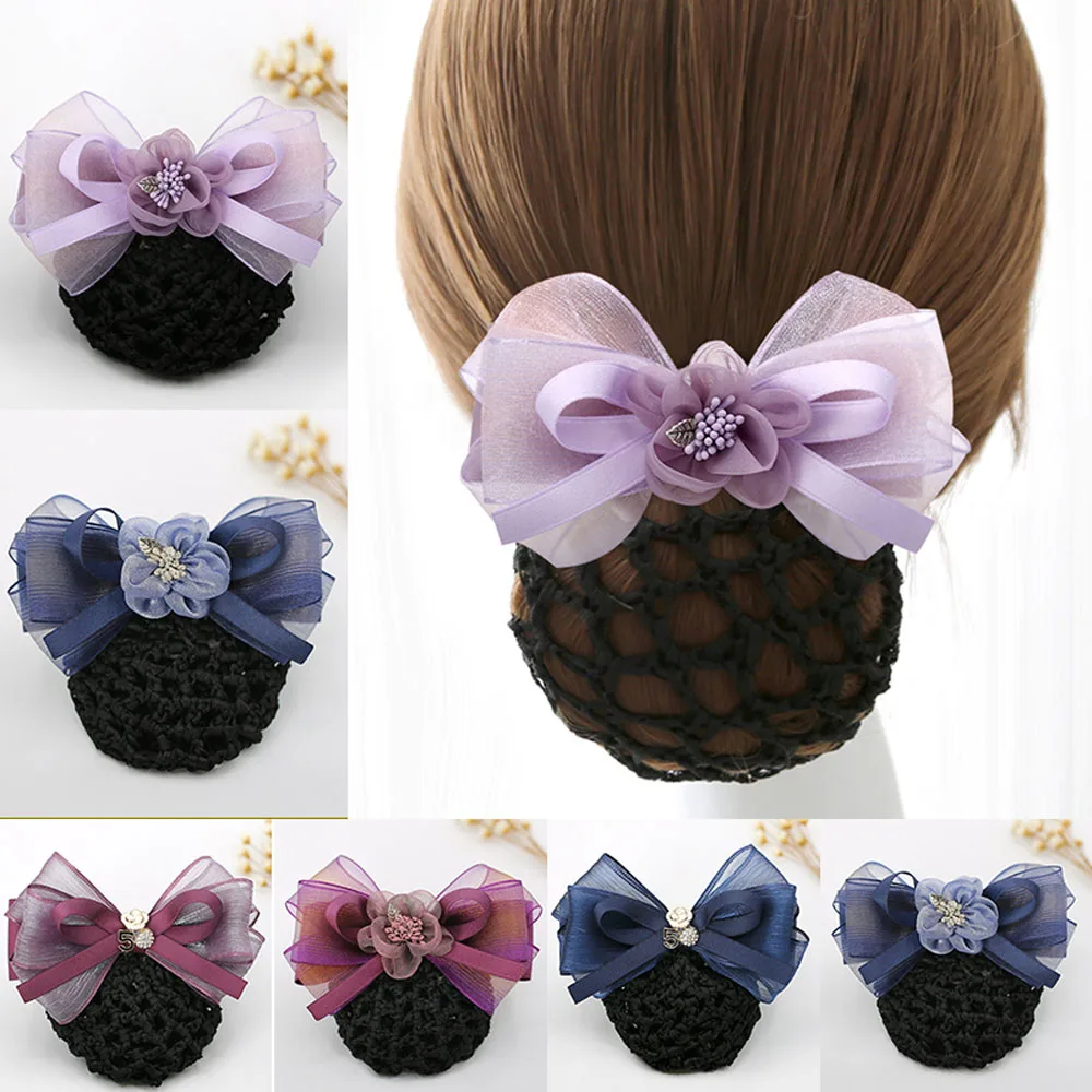 Women Headwear Hair Clip Bun Cover Barrettes Net Snood Hairnet Bowknot For Ladies Ballet Dance Office Hair Nets Hair Accessories cukup ladies leather cover pin buckle casual styles jeans top quality 100% pure cow genuine belts for women 2 8cm width nck454