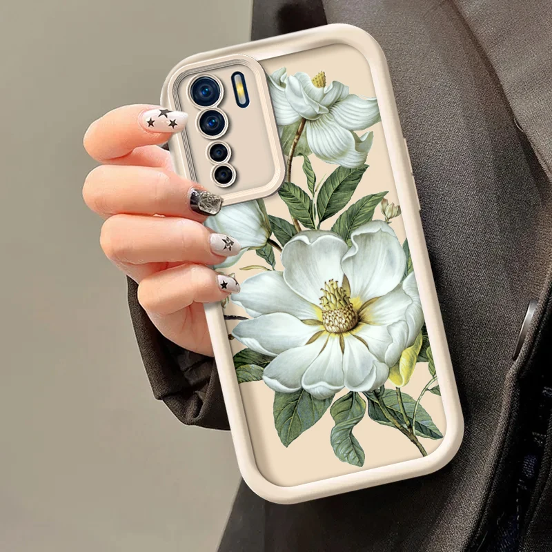 Floral Painted Silicone Phone Case - Soft, Anti-Drop Protective Cover