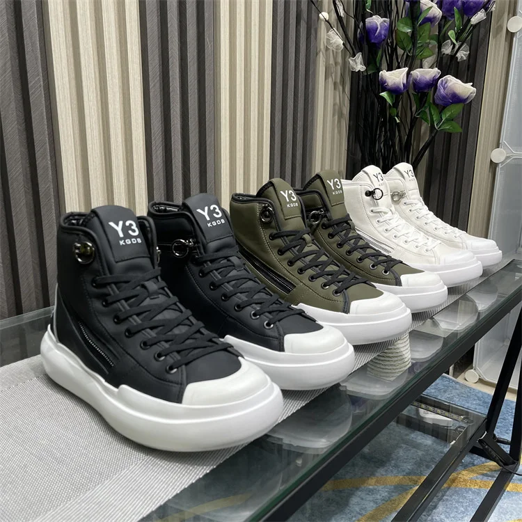 

New Y3 Cowhide Men Sneakers Platform Leather Women Shoes High Top Shoes Running Tennis Shoes Zipper Decoration SportsShoes