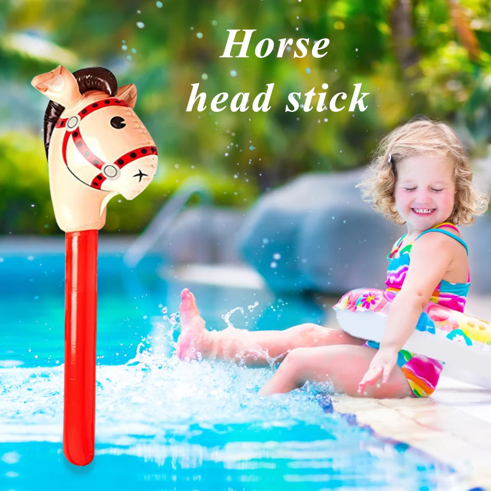 Practical Multi-functional Classic PVC Inflatable Horse Head Stick Ride ...
