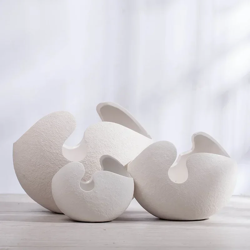 Ceramic Vases for Flowers Home Decoration Nordic Creative Modern White Eggshell Shape Household Natural Enjoy Slow Living 3
