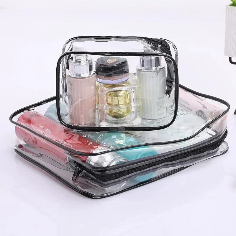 Simple Transparent Cosmetic Bag PVC Waterproof Clear Makeup Storage Case Travel Make Up Organizer Pouch Bath Toiletry Wash Bag Makeup Organizer Cosmetic Bag Storage Bag Cosmetic Storage Bag Toiletry Bag Makeup Bag Cosmetic Case