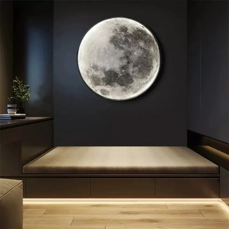 Moon Wall Lamp Aisle Corridor Mural Art Design Foyer Hallway Gallery Background Decoration Kid Bedroom Bedside Led Celing Light 3