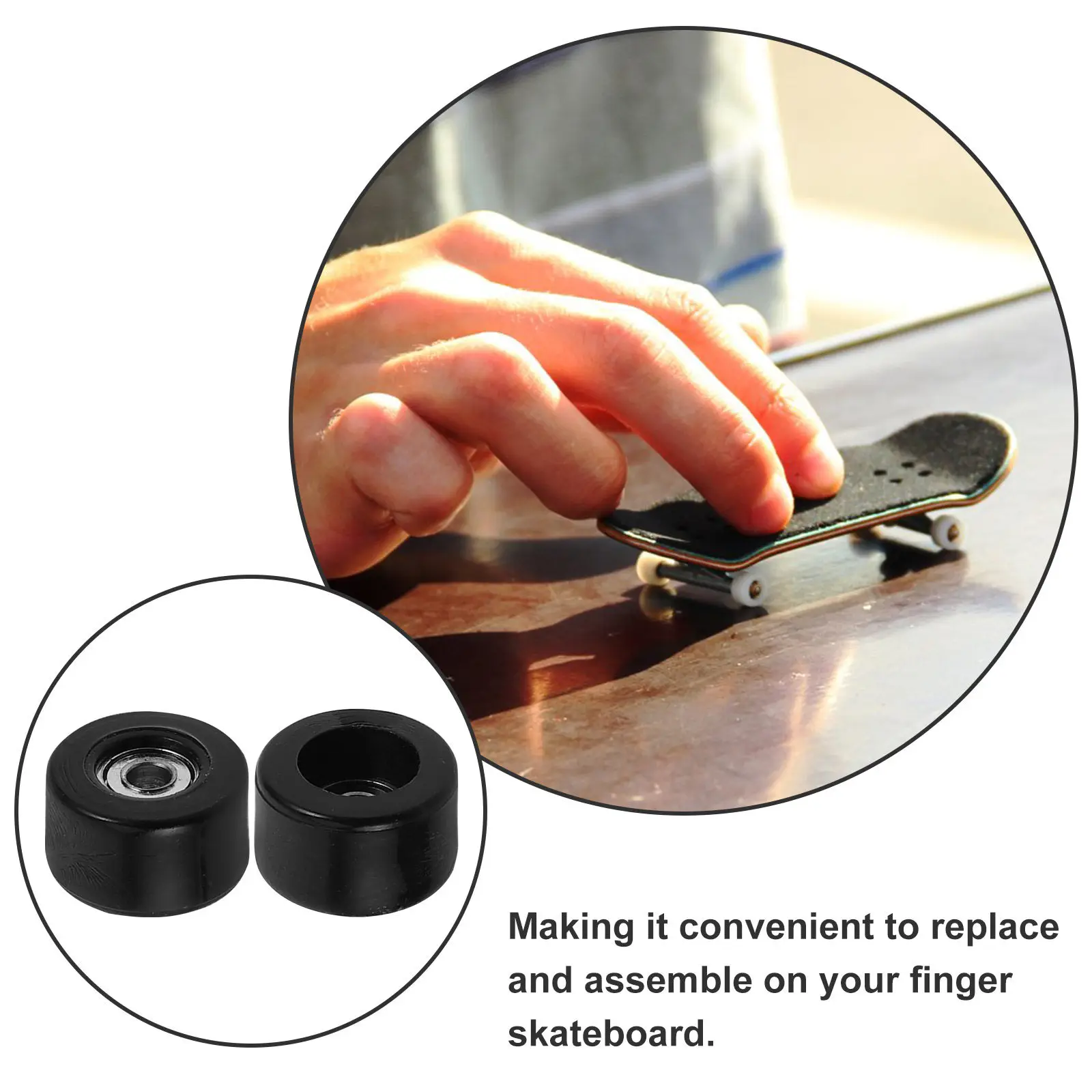 4Pcs 핑거 스케이트보드 휠 세트 생생한 색상 전문 미니 스케이트보드 베어링을 위한 간편한 교체 수리 부품 기능성