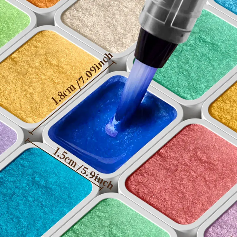 Pearlescent Solid Watercolor Paint Set 12/20/24/60 Color Acuarelas Pigment Glitter Watercolor Painting Artists School Supplies