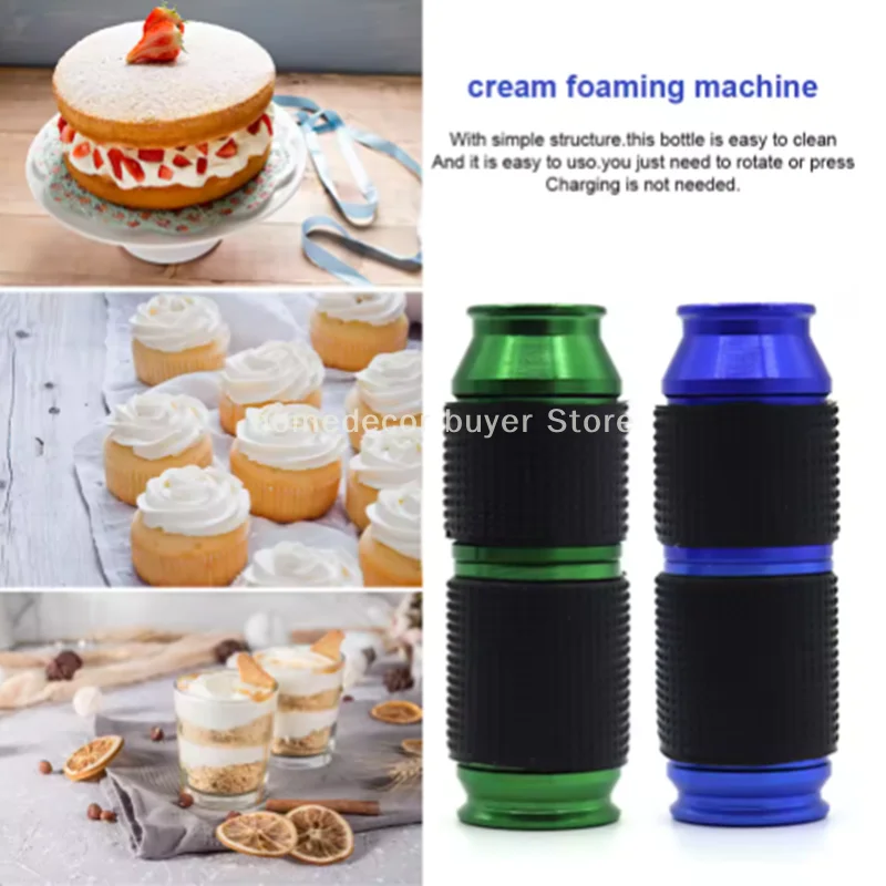 1pcs Portable Aluminum Cream Whipper For 8g Gas Bottle Mini Rubber Grip Safe Kitchen Dessert Tool Foamer Whipped Cream Dispenser