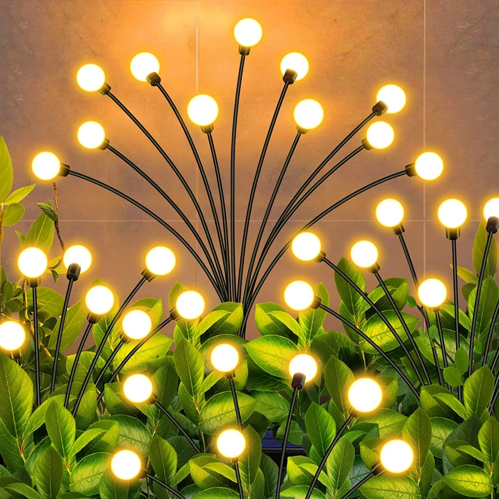 Solar Power Firefly Swaying Lawn Light Waterproof Garden Landscape Lamps with Dancing Outdoor Lighting Pathway Lights