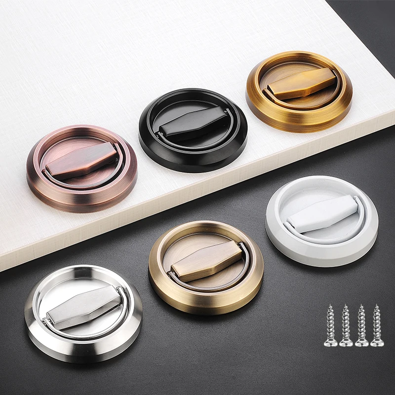 Hidden Door Handle Lock Invisible Recessed Single Side Pull Ring Stainless Steel Door Lock door lock