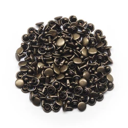 Brass Metal Double Cap Rivets for Leather Craft and DIY Accessories (100 Sets) (Bronze703)