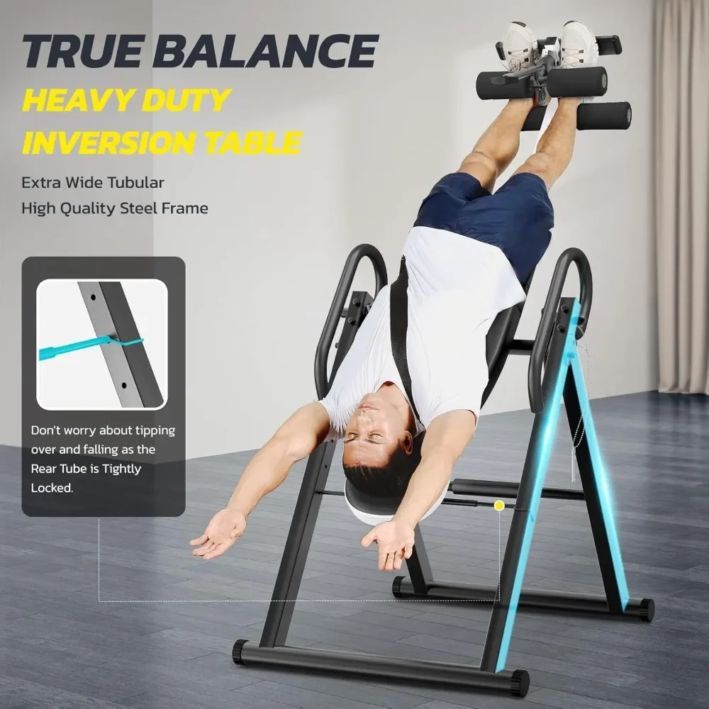 YOLEO Gravity Inversion Table - Heavy Duty with Head Support and Adjustable Safety Belt for Back Stretching and Pain Relief Ther