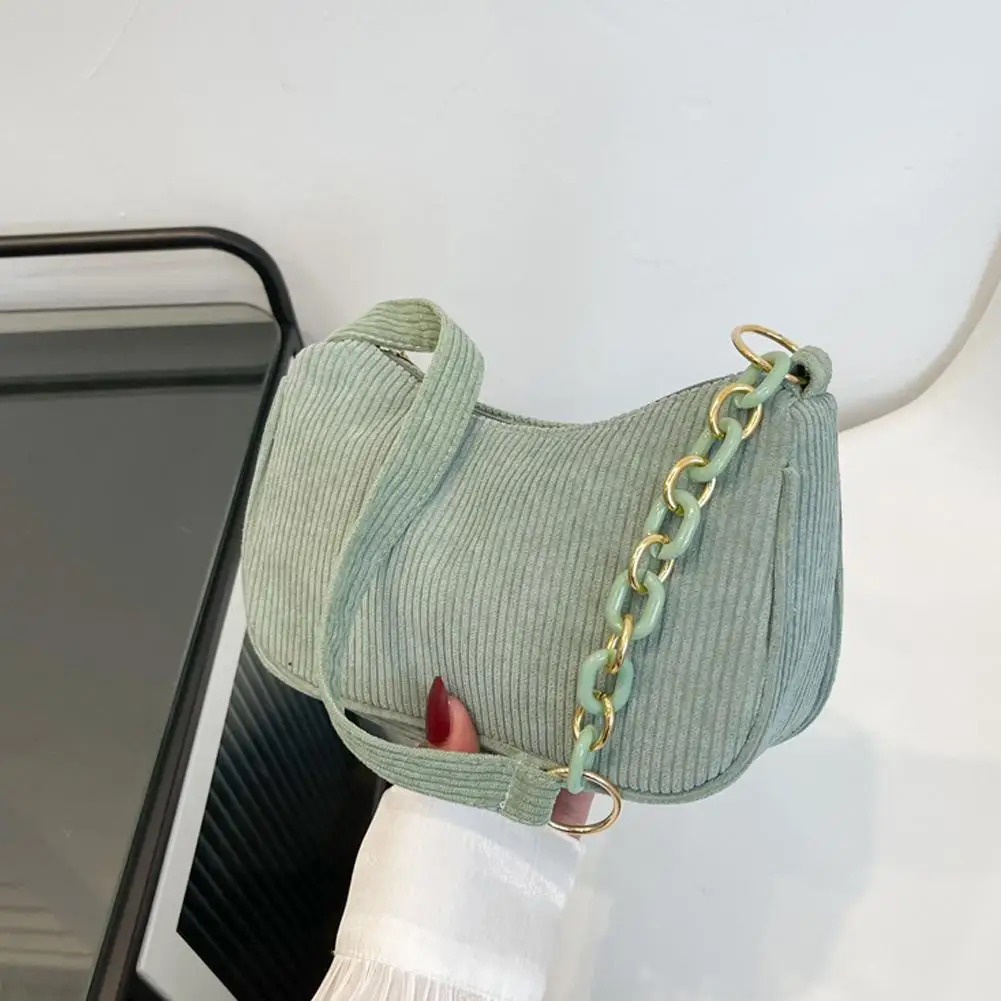 Fashion Vintage Women Handbags Corduroy Underarm Bag Clutch Casual Zipper Bags Female Shoulder Women Handbag W9L0