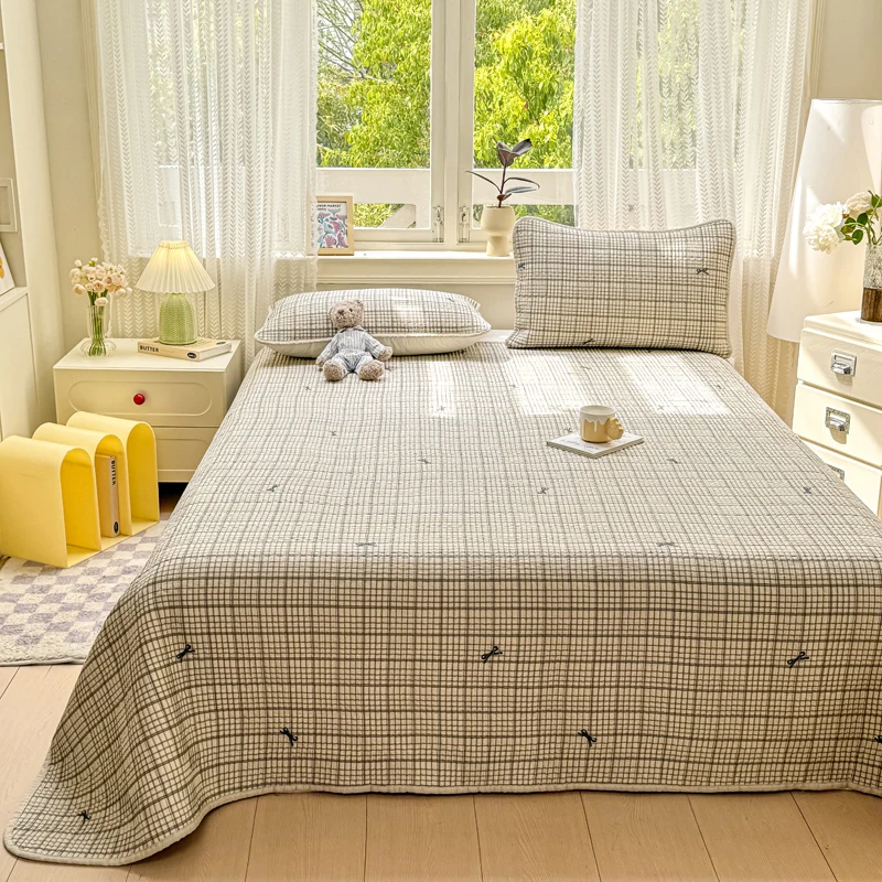 3Pcs Countryside style Patchwork Flower Design Quilted Cotton Bedspread Bed Coverlet Single Double size Bed cover Pillowcases – Detail 13