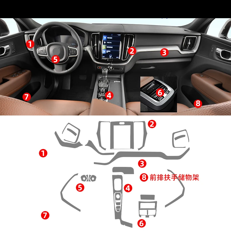 For Volvo Xc60 Car Central Control Gear Door Interior Dashboard Steering Wheel Panel Transparent Tpu Protective Film