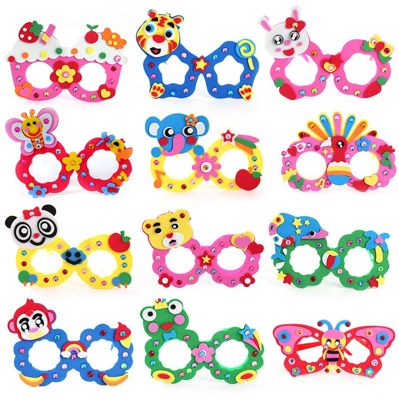 

4Pcs/Set Kids DIY EVA Diamond Glasses Craft Educational Toys For Children Creative Handwork Arts And Crafts Birthday Gifts